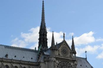 Notre Dame against the blue Parisian sky